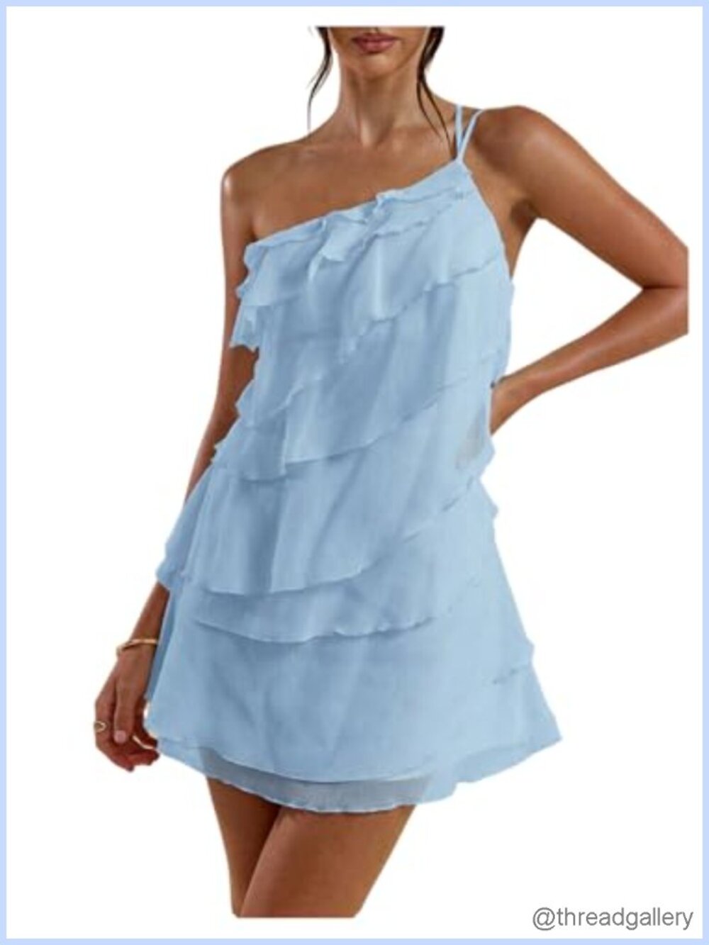 One Shoulder Ruffle Mini Dress Sleeveless Backless Tiered Club Party